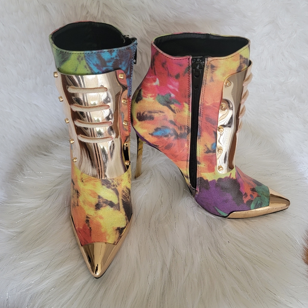 New Privileged Booties with Gold Front Panel